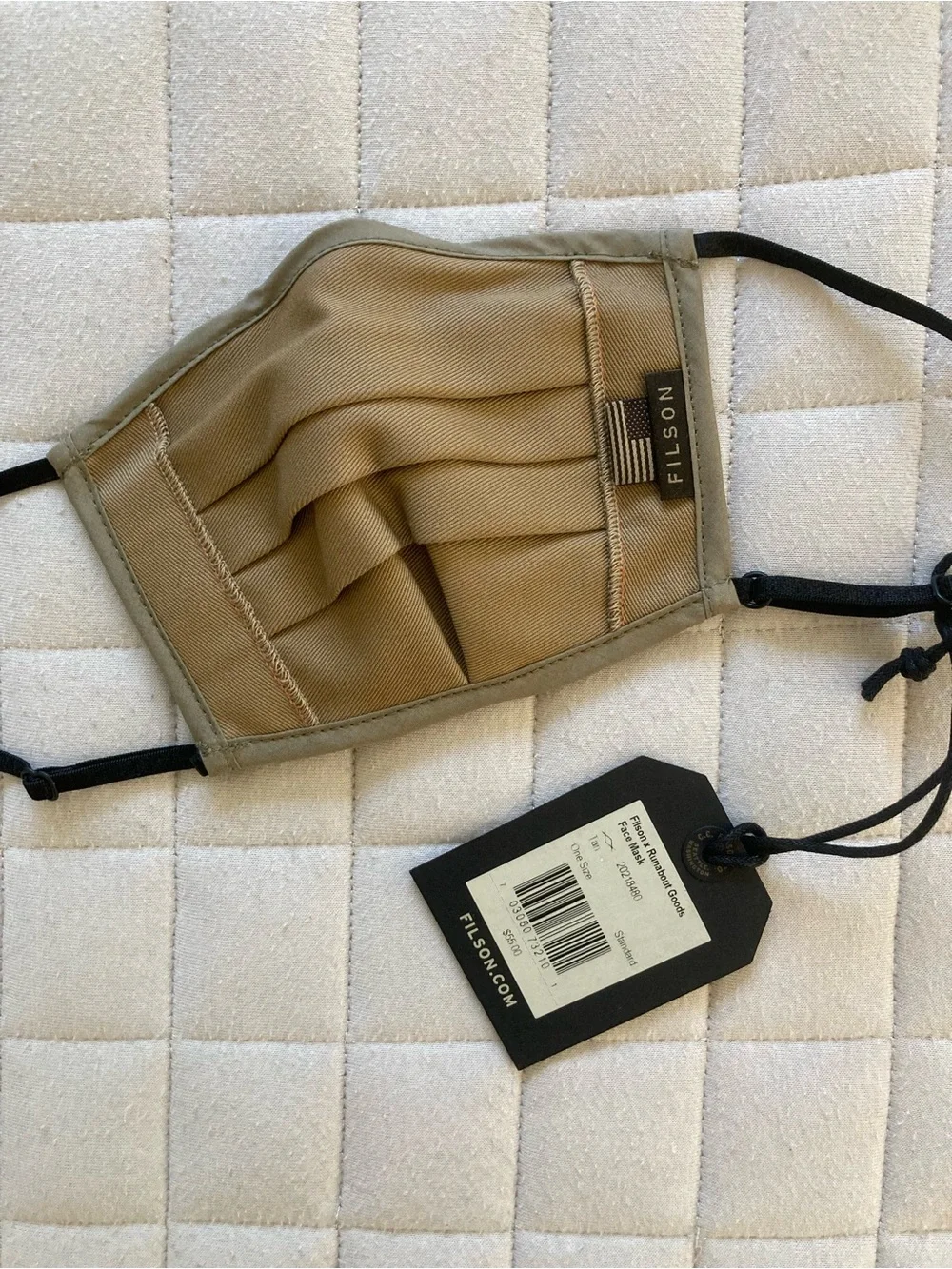 Filson Men's Tan Cotton Face Mask with Black Straps